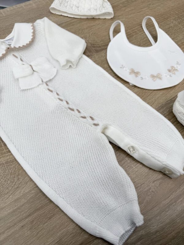 TUTINA NEONATA CON FIOCCO IN DETTAGLIO IN FILO DI COTONE - immagine 2