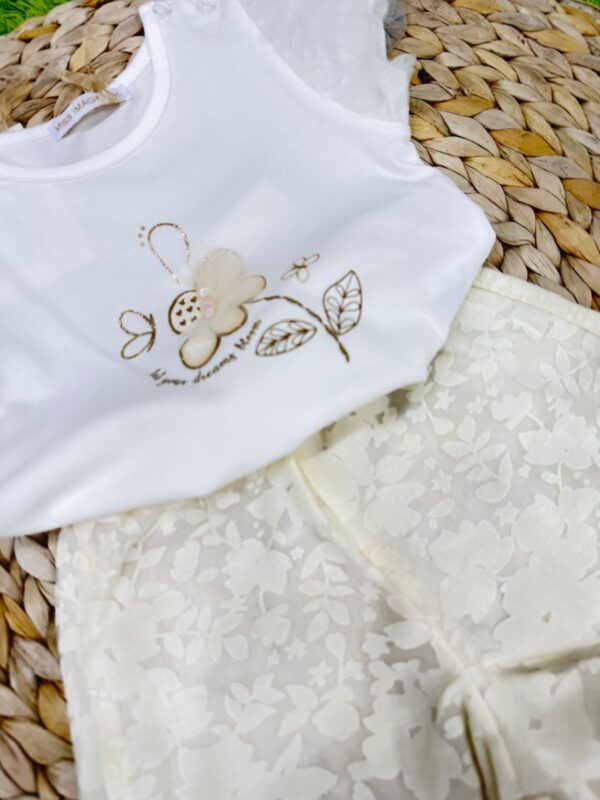 COMPLETO 2PZ CON FIORE E MANICA IN TULLE 2 VARIANTI DI COLORE - immagine 2