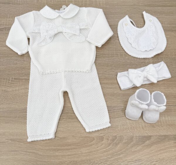 COMPLETO 2PZ CON FIOCCO FRONTALE NEONATA IN COTONE