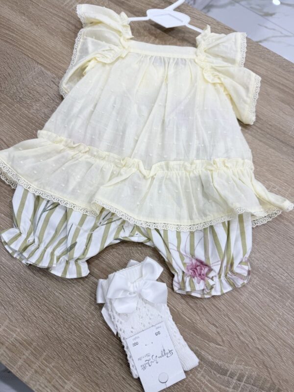 CAMICETTA CON FIOCCO SUL RETRO E PANTALONCINO BIMBA IN COTONE - immagine 2