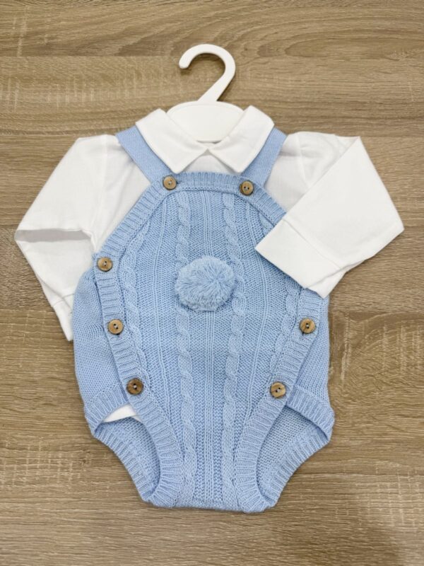 SALOPETTE PONPON E CAMICIA BIMBO IN COTONE - immagine 3