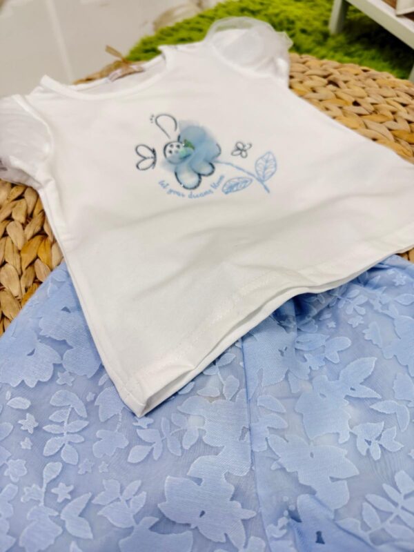 COMPLETO 2PZ CON FIORE E MANICA IN TULLE 2 VARIANTI DI COLORE - immagine 3