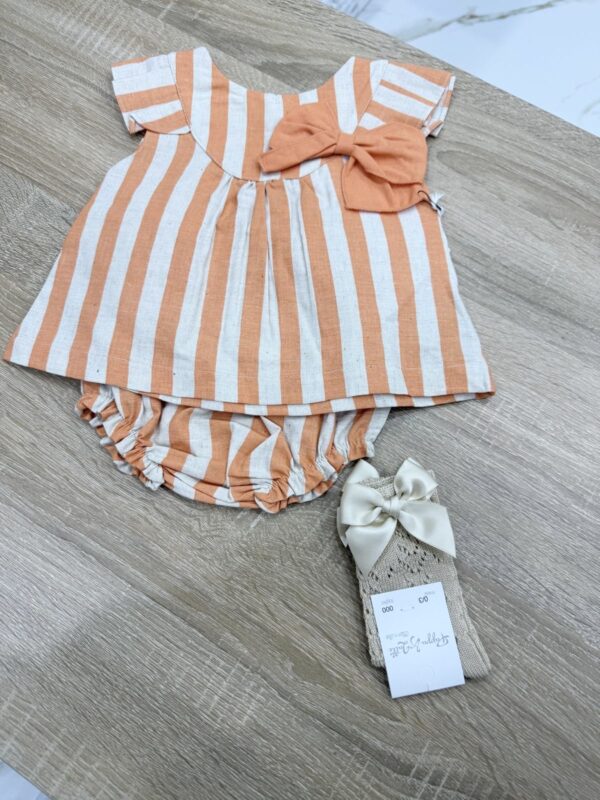 VESTINA E CULOTTE A RIGHE CON FIOCCO IN COTONE