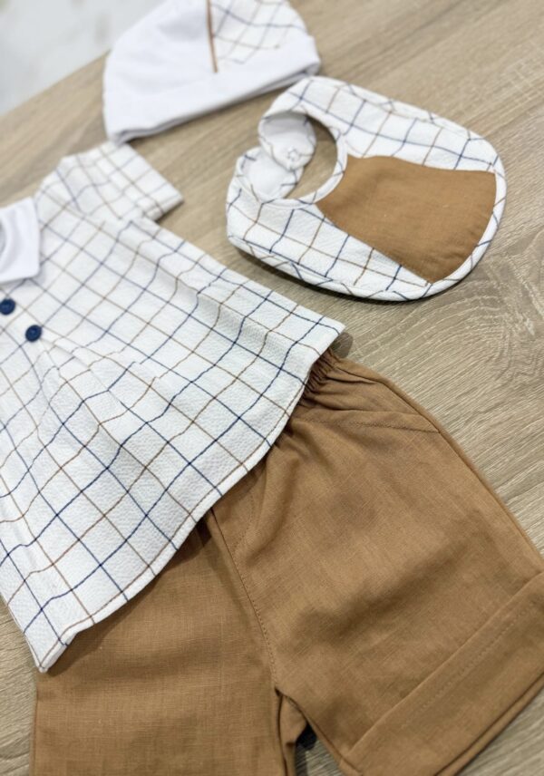 SET COORDINATO A QUADRI 5PZ NEONATO IN COTONE - immagine 6