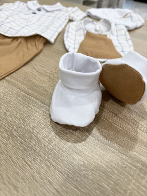 SET COORDINATO A QUADRI 5PZ NEONATO IN COTONE - immagine 5