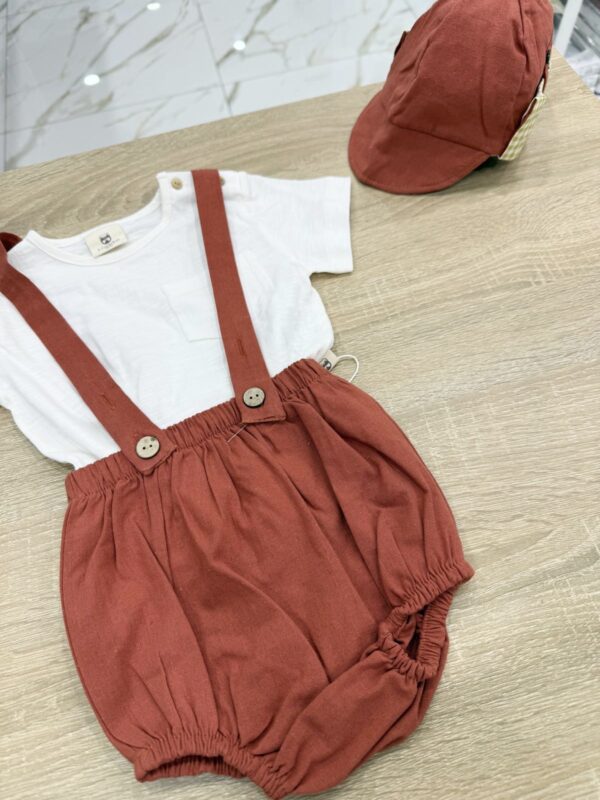 SALOPETTE CON MAGLIA E CAPPELLINO IN COTONE BIMBO