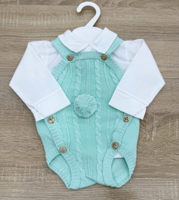 SALOPETTE PONPON E CAMICIA BIMBO IN COTONE - immagine 2