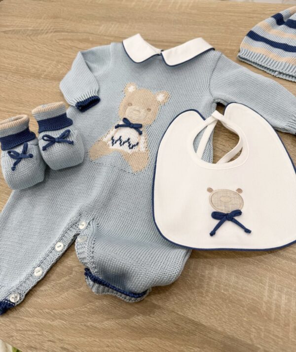SET NASCITA NEONATO LITTLE BEAR IN FILO DI COTONE - immagine 3