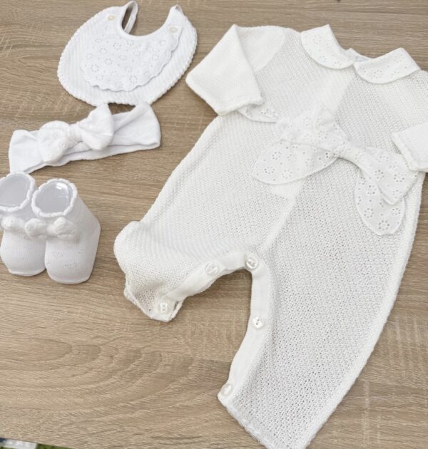 TUTINA CON FIOCCO FRONTALE NEONATA IN COTONE - immagine 2