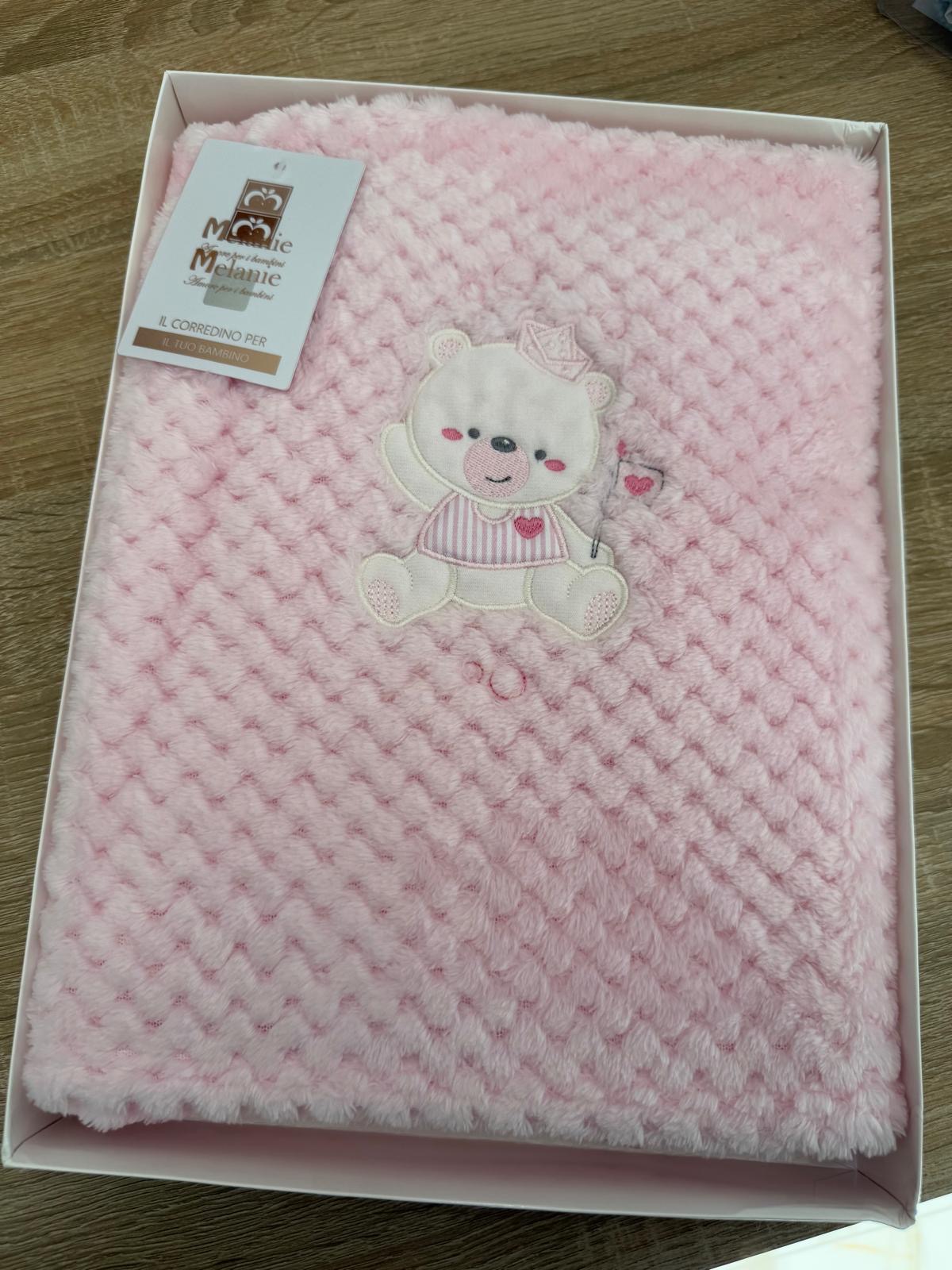 COPERTINA IN CORAL RICAMATA PORTA ENFANT 75X100